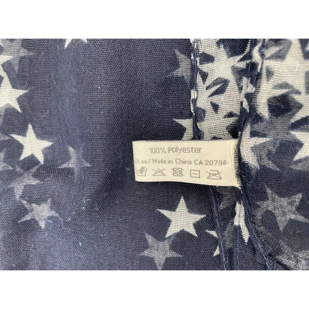 Nicole Marciano Womens Rectangular‎ Scarf One Size Navy Blue White Stars Print